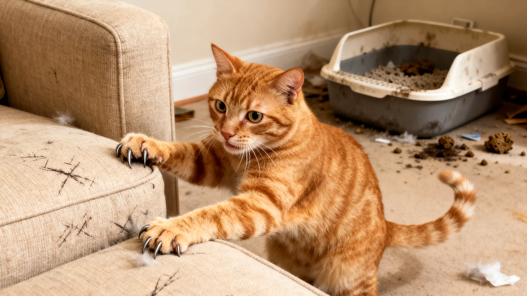 Erwachsene Katzen zeigen häufig Verhaltensprobleme wie übermäßiges Kratzen an Möbeln, Unsauberkeit außerhalb der Katzentoilette oder aggressives Verhalten, die oft auf mangelnde Beschäftigung, Stress oder unzureichende Trainingsmethoden zurückzuführen sind"